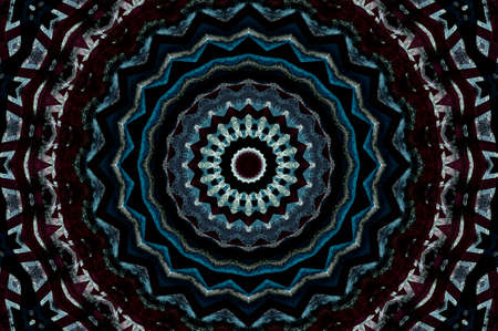 Abstract Colorful Painted Kaleidoscopic Graphic Background. Futuristic Psychedelic Hypnotic Backdrop Pattern With Texture. Folk Ethnic Floral Ornamental Mandala. Vintage Decorative Geometric Mosaicの写真素材