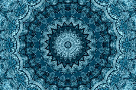 Abstract Colorful Painted Kaleidoscopic Graphic Background. Futuristic Psychedelic Hypnotic Backdrop Pattern With Texture. Folk Ethnic Floral Ornamental Mandala. Vintage Decorative Geometric Mosaicの写真素材