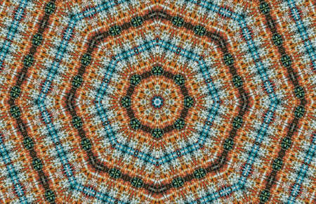 Abstract Colorful Painted Kaleidoscopic Graphic Background. Futuristic Psychedelic Hypnotic Backdrop Pattern With Texture. Folk Ethnic Floral Ornamental Mandala. Vintage Decorative Geometric Mosaicの写真素材