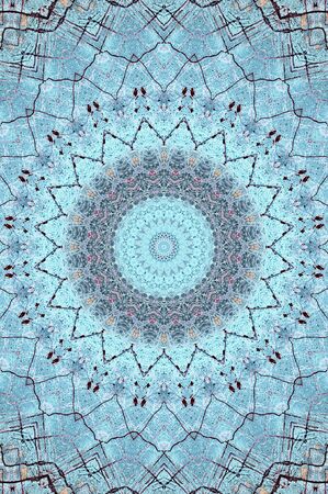 Abstract Colorful Painted Kaleidoscopic Graphic Background. Futuristic Psychedelic Hypnotic Backdrop Pattern With Texture. Folk Ethnic Floral Ornamental Mandala. Vintage Decorative Geometric Mosaicの写真素材