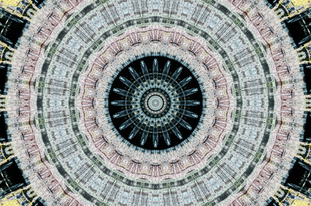 Abstract Colorful Painted Kaleidoscopic Graphic Background. Futuristic Psychedelic Hypnotic Backdrop Pattern With Texture. Folk Ethnic Floral Ornamental Mandala. Vintage Decorative Geometric Mosaicの写真素材