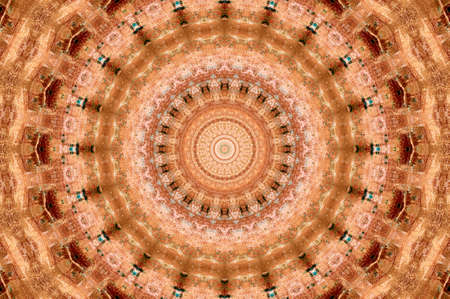 Abstract Colorful Painted Kaleidoscopic Graphic Background. Futuristic Psychedelic Hypnotic Backdrop Pattern With Texture. Folk Ethnic Floral Ornamental Mandala. Vintage Decorative Geometric Mosaicの写真素材