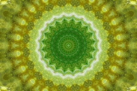 Abstract Colorful Painted Kaleidoscopic Graphic Background. Futuristic Psychedelic Hypnotic Backdrop Pattern With Texture. Folk Ethnic Floral Ornamental Mandala. Vintage Decorative Geometric Mosaicの写真素材