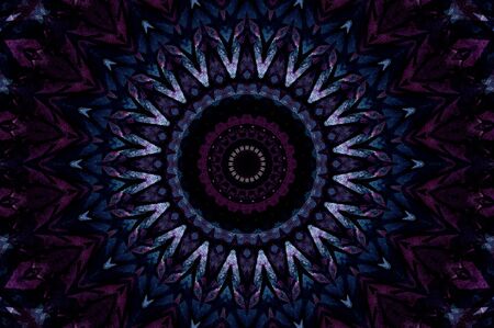 Abstract Colorful Painted Kaleidoscopic Graphic Background. Futuristic Psychedelic Hypnotic Backdrop Pattern With Texture. Folk Ethnic Floral Ornamental Mandala. Vintage Decorative Geometric Mosaicの写真素材