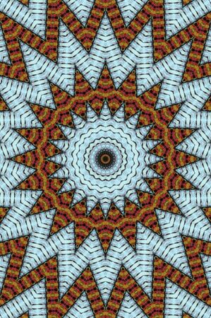 Abstract Colorful Painted Kaleidoscopic Graphic Background. Futuristic Psychedelic Hypnotic Backdrop Pattern With Texture. Folk Ethnic Floral Ornamental Mandala. Vintage Decorative Geometric Mosaicの写真素材