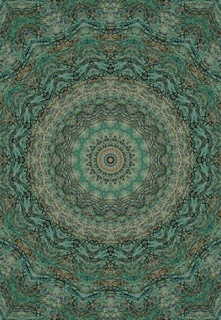 Abstract Colorful Painted Kaleidoscopic Graphic Background. Futuristic Psychedelic Hypnotic Backdrop Pattern With Texture. Folk Ethnic Floral Ornamental Mandala. Vintage Decorative Geometric Mosaicの写真素材