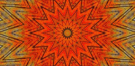 Abstract Colorful Painted Kaleidoscopic Graphic Background. Futuristic Psychedelic Hypnotic Backdrop Pattern With Texture. Folk Ethnic Floral Ornamental Mandala. Vintage Decorative Geometric Mosaicの写真素材