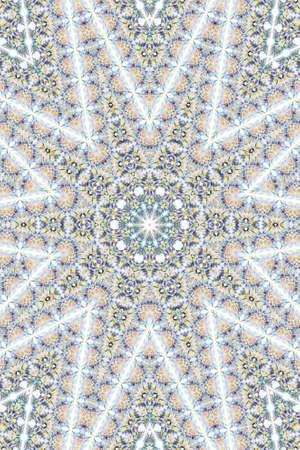 Abstract Colorful Painted Kaleidoscopic Graphic Background. Futuristic Psychedelic Hypnotic Backdrop Pattern With Texture. Folk Ethnic Floral Ornamental Mandala. Vintage Decorative Geometric Mosaicの写真素材