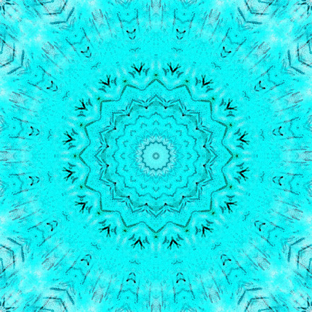 Abstract Colorful Painted Kaleidoscopic Graphic Background. Futuristic Psychedelic Hypnotic Backdrop Pattern With Texture. Folk Ethnic Floral Ornamental Mandala. Vintage Decorative Geometric Mosaicの写真素材