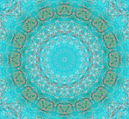 Abstract Colorful Painted Kaleidoscopic Graphic Background. Futuristic Psychedelic Hypnotic Backdrop Pattern With Texture. Folk Ethnic Floral Ornamental Mandala. Vintage Decorative Geometric Mosaicの写真素材