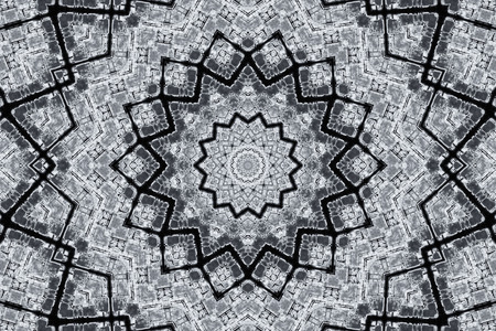 Abstract Colorful Painted Kaleidoscopic Graphic Background. Futuristic Psychedelic Hypnotic Backdrop Pattern With Texture. Folk Ethnic Floral Ornamental Mandala. Vintage Decorative Geometric Mosaicの写真素材