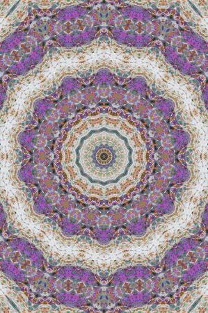 Abstract Colorful Painted Kaleidoscopic Graphic Background. Futuristic Psychedelic Hypnotic Backdrop Pattern With Texture. Folk Ethnic Floral Ornamental Mandala. Vintage Decorative Geometric Mosaicの写真素材