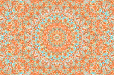 Abstract Colorful Painted Kaleidoscopic Graphic Background. Futuristic Psychedelic Hypnotic Backdrop Pattern With Texture. Folk Ethnic Floral Ornamental Mandala. Vintage Decorative Geometric Mosaicの写真素材