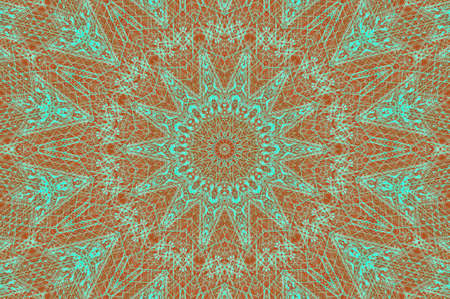 Abstract Colorful Painted Kaleidoscopic Graphic Background. Futuristic Psychedelic Hypnotic Backdrop Pattern With Texture. Folk Ethnic Floral Ornamental Mandala. Vintage Decorative Geometric Mosaicの写真素材