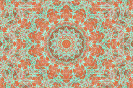 Abstract Colorful Painted Kaleidoscopic Graphic Background. Futuristic Psychedelic Hypnotic Backdrop Pattern With Texture. Folk Ethnic Floral Ornamental Mandala. Vintage Decorative Geometric Mosaicの写真素材