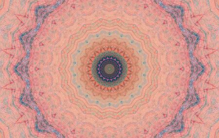 Abstract Colorful Painted Kaleidoscopic Graphic Background. Futuristic Psychedelic Hypnotic Backdrop Pattern With Texture. Folk Ethnic Floral Ornamental Mandala. Vintage Decorative Geometric Mosaicの写真素材