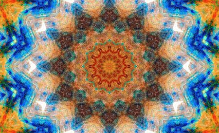 Abstract Colorful Painted Kaleidoscopic Graphic Background. Futuristic Psychedelic Hypnotic Backdrop...