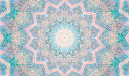 Abstract Colorful Painted Kaleidoscopic Graphic Background. Futuristic Psychedelic Hypnotic Backdrop Pattern With Texture. Folk Ethnic Floral Ornamental Mandala. Vintage Decorative Geometric Mosaicの写真素材