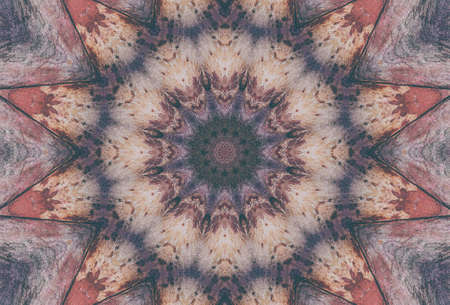 Abstract Colorful Painted Kaleidoscopic Graphic Background. Futuristic Psychedelic Hypnotic Backdrop Pattern With Texture. Folk Ethnic Floral Ornamental Mandala. Vintage Decorative Geometric Mosaicの写真素材