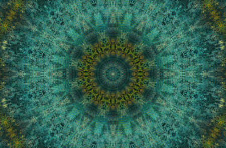 Abstract Colorful Painted Kaleidoscopic Graphic Background. Futuristic Psychedelic Hypnotic Backdrop Pattern With Texture. Folk Ethnic Floral Ornamental Mandala. Vintage Decorative Geometric Mosaicの写真素材