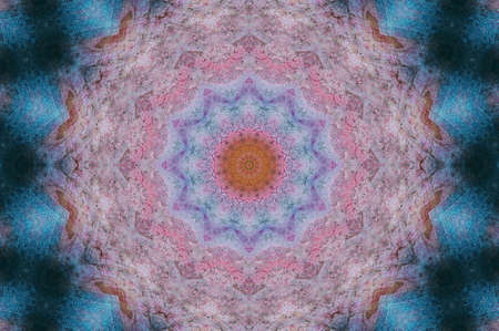 Abstract Colorful Painted Kaleidoscopic Graphic Background. Futuristic Psychedelic Hypnotic Backdrop Pattern With Texture. Folk Ethnic Floral Ornamental Mandala. Vintage Decorative Geometric Mosaicの写真素材