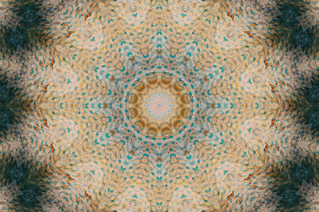 Abstract Colorful Painted Kaleidoscopic Graphic Background. Futuristic Psychedelic Hypnotic Backdrop Pattern With Texture. Folk Ethnic Floral Ornamental Mandala. Vintage Decorative Geometric Mosaicの写真素材