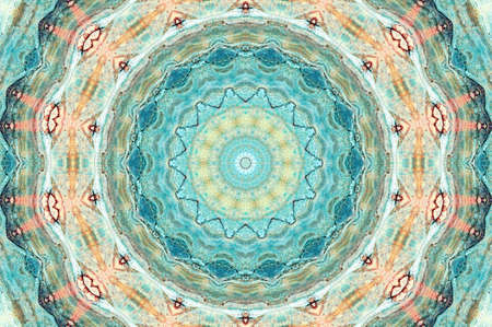 Abstract Colorful Painted Kaleidoscopic Graphic Background. Futuristic Psychedelic Hypnotic Backdrop Pattern With Texture. Folk Ethnic Floral Ornamental Mandala. Vintage Decorative Geometric Mosaicの写真素材