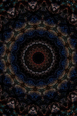 Abstract Colorful Painted Kaleidoscopic Graphic Background. Futuristic Psychedelic Hypnotic Backdrop Pattern With Texture. Folk Ethnic Floral Ornamental Mandala. Vintage Decorative Geometric Mosaicの写真素材