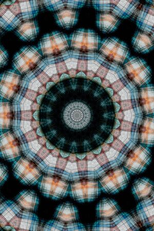 Abstract Colorful Painted Kaleidoscopic Graphic Background. Futuristic Psychedelic Hypnotic Backdrop Pattern With Texture. Folk Ethnic Floral Ornamental Mandala. Vintage Decorative Geometric Mosaicの写真素材