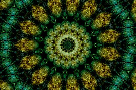 Abstract Colorful Painted Kaleidoscopic Graphic Background. Futuristic Psychedelic Hypnotic Backdrop Pattern With Texture. Folk Ethnic Floral Ornamental Mandala. Vintage Decorative Geometric Mosaicの写真素材