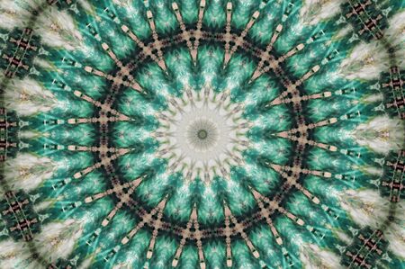 Abstract Colorful Painted Kaleidoscopic Graphic Background. Futuristic Psychedelic Hypnotic Backdrop Pattern With Texture. Folk Ethnic Floral Ornamental Mandala. Vintage Decorative Geometric Mosaicの写真素材