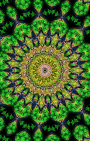 Abstract Colorful Painted Kaleidoscopic Graphic Background. Futuristic Psychedelic Hypnotic Backdrop Pattern With Texture. Folk Ethnic Floral Ornamental Mandala. Vintage Decorative Geometric Mosaicの写真素材