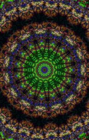 Abstract Colorful Painted Kaleidoscopic Graphic Background. Futuristic Psychedelic Hypnotic Backdrop...