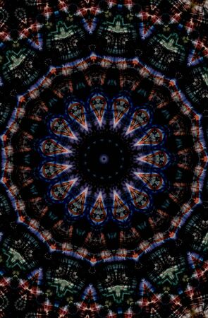 Abstract Colorful Painted Kaleidoscopic Graphic Background. Futuristic Psychedelic Hypnotic Backdrop...