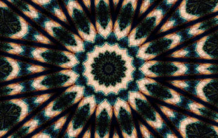 Abstract Colorful Painted Kaleidoscopic Graphic Background. Futuristic Psychedelic Hypnotic Backdrop Pattern With Texture. Folk Ethnic Floral Ornamental Mandala. Vintage Decorative Geometric Mosaicの写真素材