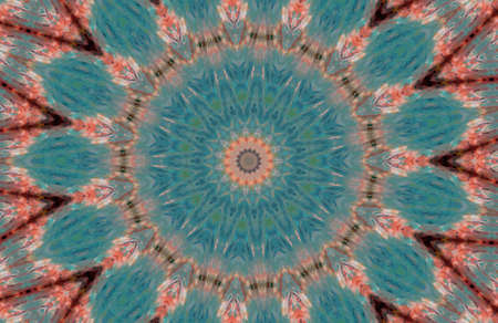 Abstract Colorful Painted Kaleidoscopic Graphic Background. Futuristic Psychedelic Hypnotic Backdrop Pattern With Texture. Folk Ethnic Floral Ornamental Mandala. Vintage Decorative Geometric Mosaicの写真素材