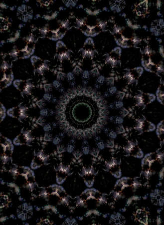 Abstract Colorful Painted Kaleidoscopic Graphic Background. Futuristic Psychedelic Hypnotic Backdrop Pattern With Texture. Folk Ethnic Floral Ornamental Mandala. Vintage Decorative Geometric Mosaicの写真素材