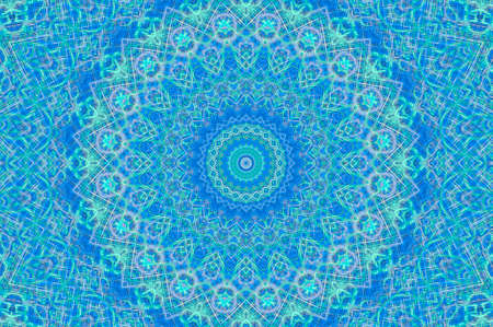 Abstract Colorful Painted Kaleidoscopic Graphic Background. Futuristic Psychedelic Hypnotic Backdrop Pattern With Texture. Folk Ethnic Floral Ornamental Mandala. Vintage Decorative Geometric Mosaicの写真素材