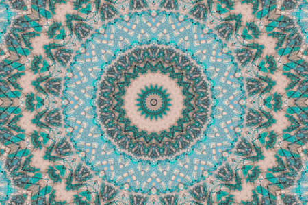 Abstract Colorful Painted Kaleidoscopic Graphic Background. Futuristic Psychedelic Hypnotic Backdrop Pattern With Texture. Folk Ethnic Floral Ornamental Mandala. Vintage Decorative Geometric Mosaicの写真素材