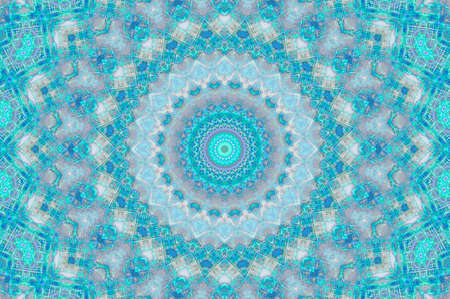 Abstract Colorful Painted Kaleidoscopic Graphic Background. Futuristic Psychedelic Hypnotic Backdrop Pattern With Texture. Folk Ethnic Floral Ornamental Mandala. Vintage Decorative Geometric Mosaicの写真素材