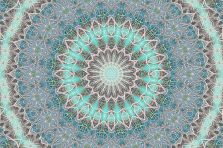 Abstract Colorful Painted Kaleidoscopic Graphic Background. Futuristic Psychedelic Hypnotic Backdrop Pattern With Texture. Folk Ethnic Floral Ornamental Mandala. Vintage Decorative Geometric Mosaicの写真素材