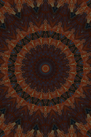 Abstract Colorful Painted Kaleidoscopic Graphic Background. Futuristic Psychedelic Hypnotic Backdrop Pattern With Texture. Folk Ethnic Floral Ornamental Mandala. Vintage Decorative Geometric Mosaicの写真素材