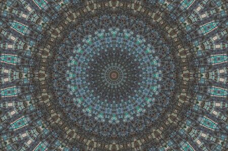 Abstract Colorful Painted Kaleidoscopic Graphic Background. Futuristic Psychedelic Hypnotic Backdrop Pattern With Texture. Folk Ethnic Floral Ornamental Mandala. Vintage Decorative Geometric Mosaicの写真素材