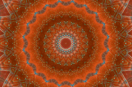 Abstract Colorful Painted Kaleidoscopic Graphic Background. Futuristic Psychedelic Hypnotic Backdrop Pattern With Texture. Folk Ethnic Floral Ornamental Mandala. Vintage Decorative Geometric Mosaicの写真素材