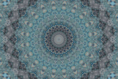 Abstract Colorful Painted Kaleidoscopic Graphic Background. Futuristic Psychedelic Hypnotic Backdrop Pattern With Texture. Folk Ethnic Floral Ornamental Mandala. Vintage Decorative Geometric Mosaicの写真素材