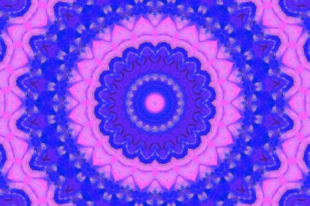 Abstract Colorful Painted Kaleidoscopic Graphic Background. Futuristic Psychedelic Hypnotic Backdrop Pattern With Texture. Folk Ethnic Floral Ornamental Mandala. Vintage Decorative Geometric Mosaicの写真素材