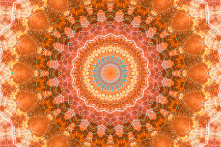 Abstract Colorful Painted Kaleidoscopic Graphic Background. Futuristic Psychedelic Hypnotic Backdrop Pattern With Texture. Folk Ethnic Floral Ornamental Mandala. Vintage Decorative Geometric Mosaicの写真素材