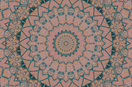 Abstract Colorful Painted Kaleidoscopic Graphic Background. Futuristic Psychedelic Hypnotic Backdrop Pattern With Texture. Folk Ethnic Floral Ornamental Mandala. Vintage Decorative Geometric Mosaicの写真素材