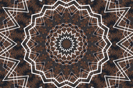 Abstract Colorful Painted Kaleidoscopic Graphic Background. Futuristic Psychedelic Hypnotic Backdrop Pattern With Texture. Folk Ethnic Floral Ornamental Mandala. Vintage Decorative Geometric Mosaicの写真素材