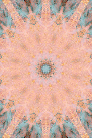 Abstract Colorful Painted Kaleidoscopic Graphic Background. Futuristic Psychedelic Hypnotic Backdrop Pattern With Texture. Folk Ethnic Floral Ornamental Mandala. Vintage Decorative Geometric Mosaicの写真素材